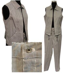 Vintage Rafaella Pinstripe 2-Piece Vest & Pants Set – Size 8/10